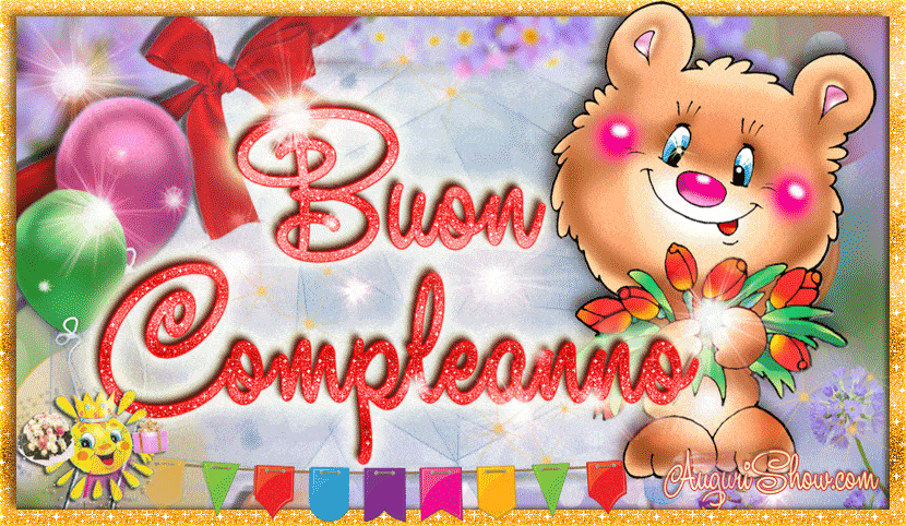 Cartolina Animata Buon Compleanno con simpatico orsetto